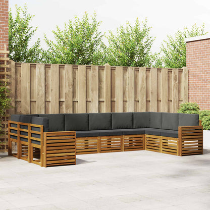 Set divani 10 pcs Naturale e Antracite Legno di Acacia Massello
