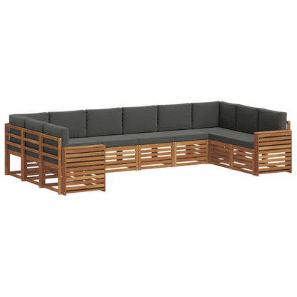 Set divani 10 pcs Naturale e Antracite Legno di Acacia Massello
