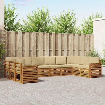 Set divani 10 pcs Naturale e Beige Legno di Acacia Massello