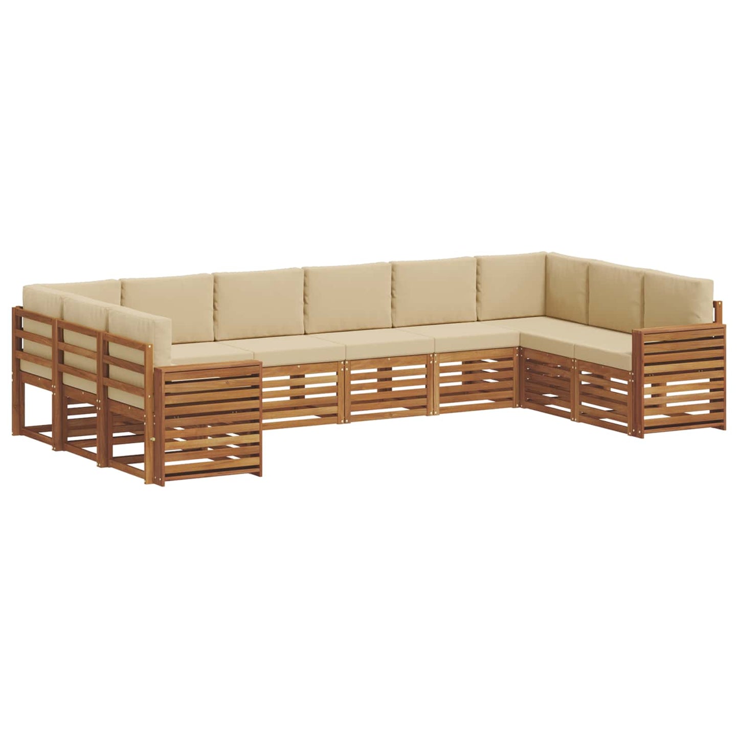 Set divani 10 pcs Naturale e Beige Legno di Acacia Massello
