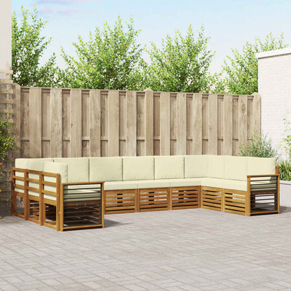 Set divani 10 pcs Naturale e Crema Legno di Acacia Massello
