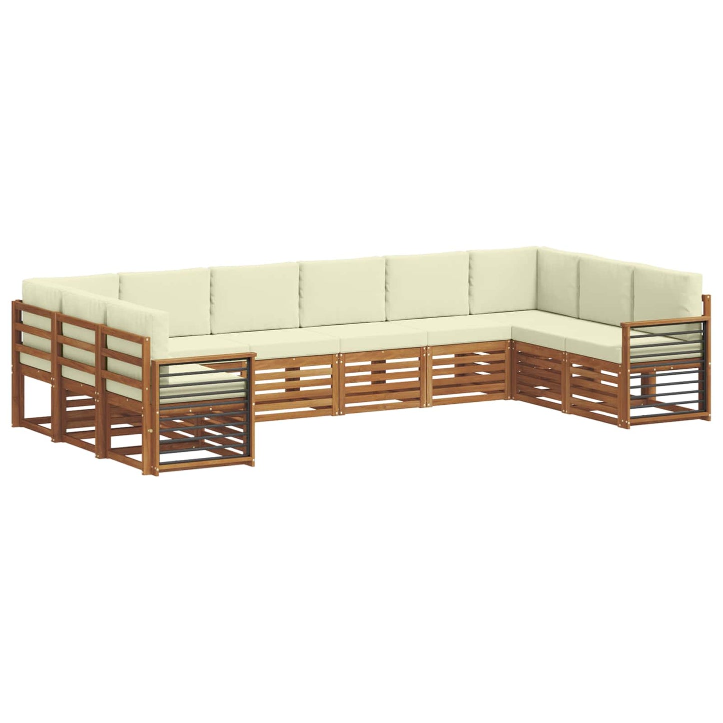 Set divani 10 pcs Naturale e Crema Legno di Acacia Massello