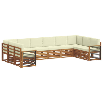 Set divani 10 pcs Naturale e Crema Legno di Acacia Massello