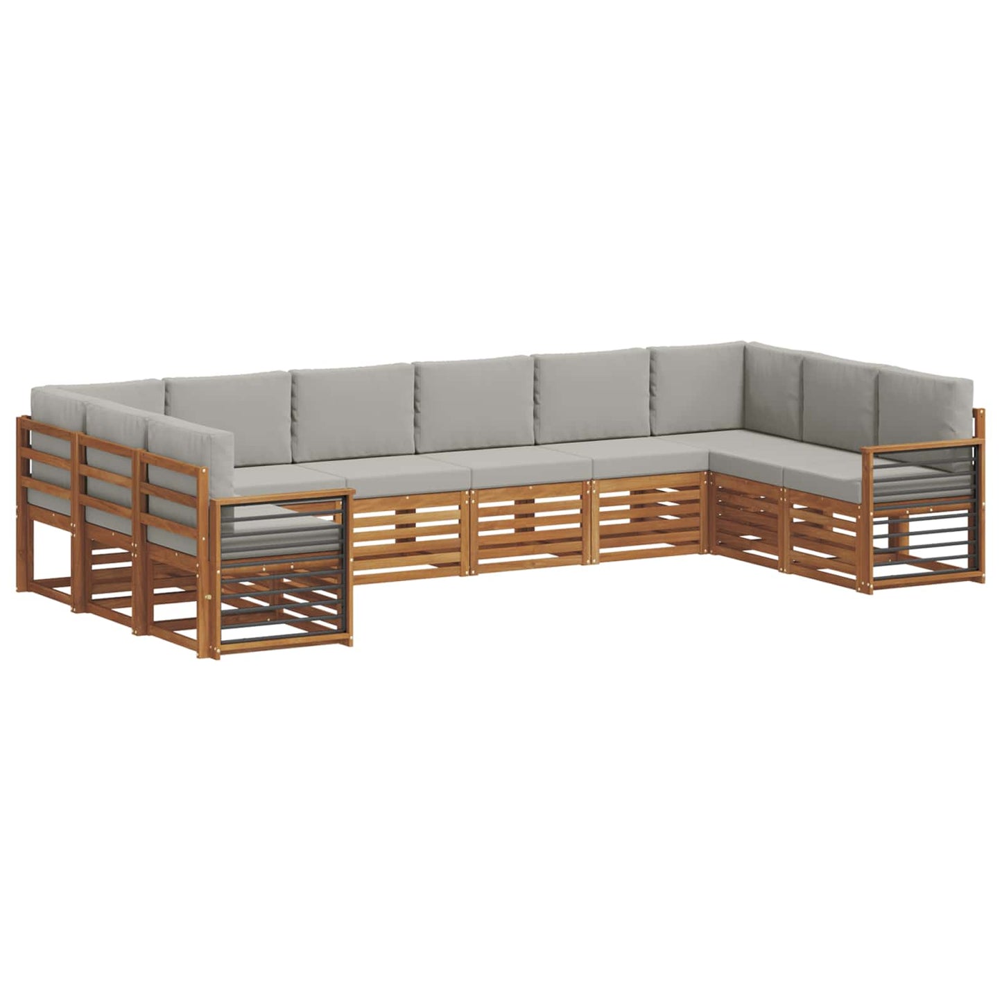 Set divani con cuscino 10 pcs Grigio Naturale e Chiaro