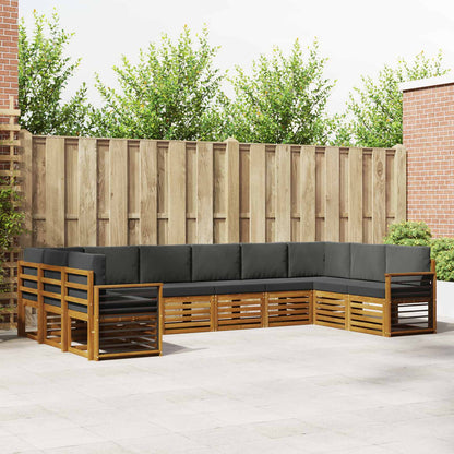 Set divani 10 pcs Naturale e Antracite Legno di Acacia Massello