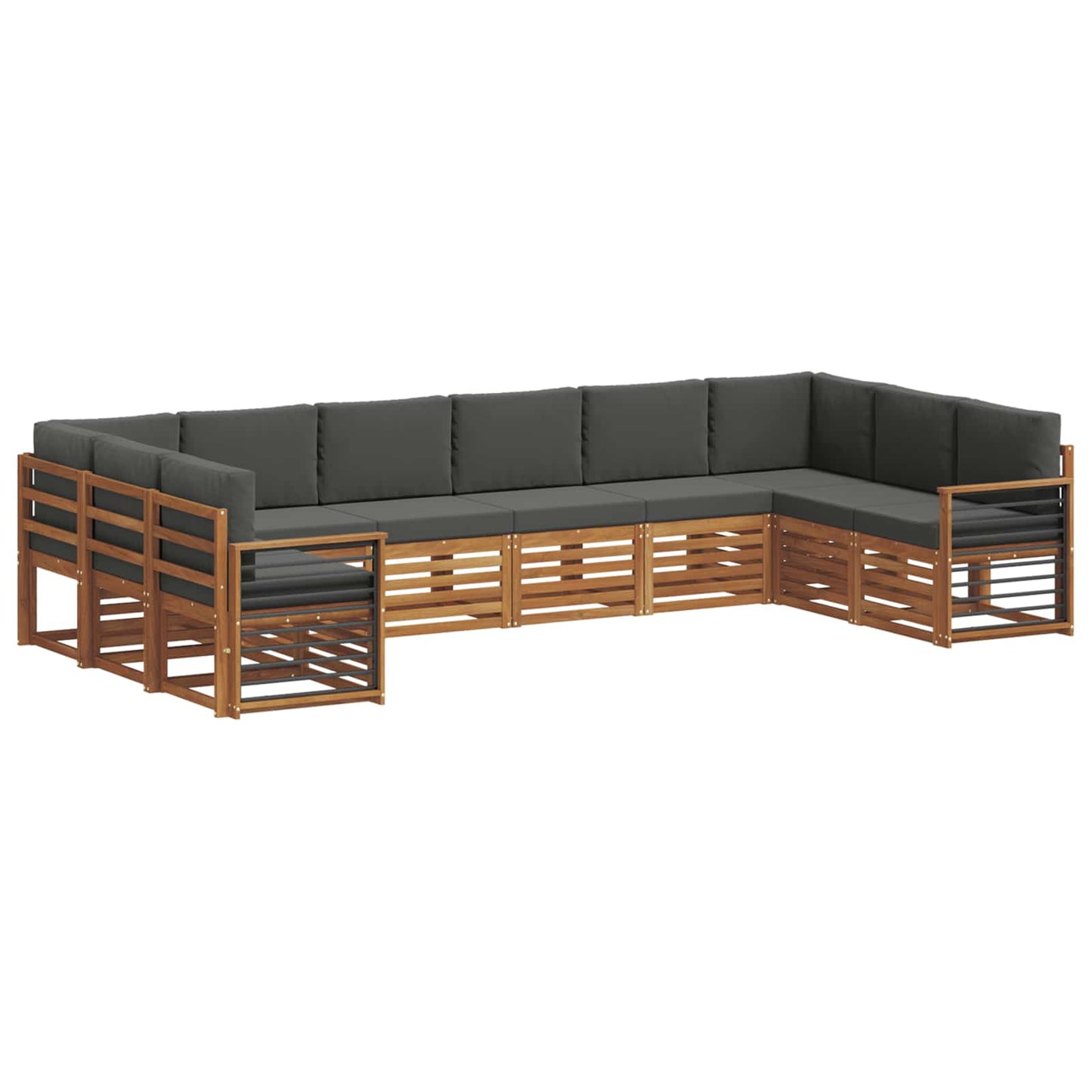 Set divani 10 pcs Naturale e Antracite Legno di Acacia Massello