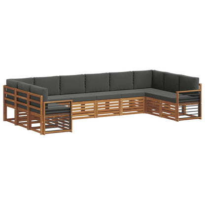 Set divani 10 pcs Naturale e Antracite Legno di Acacia Massello