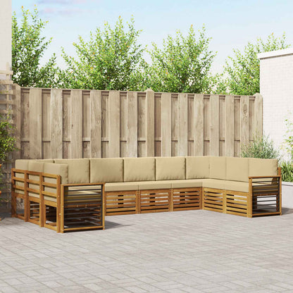 Set divani 10 pcs Naturale e Beige Legno di Acacia Massello