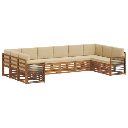 Set divani 10 pcs Naturale e Beige Legno di Acacia Massello