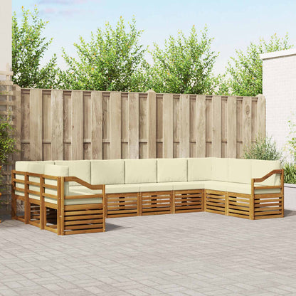 Set divani 10 pcs Naturale e Crema Legno di Acacia Massello