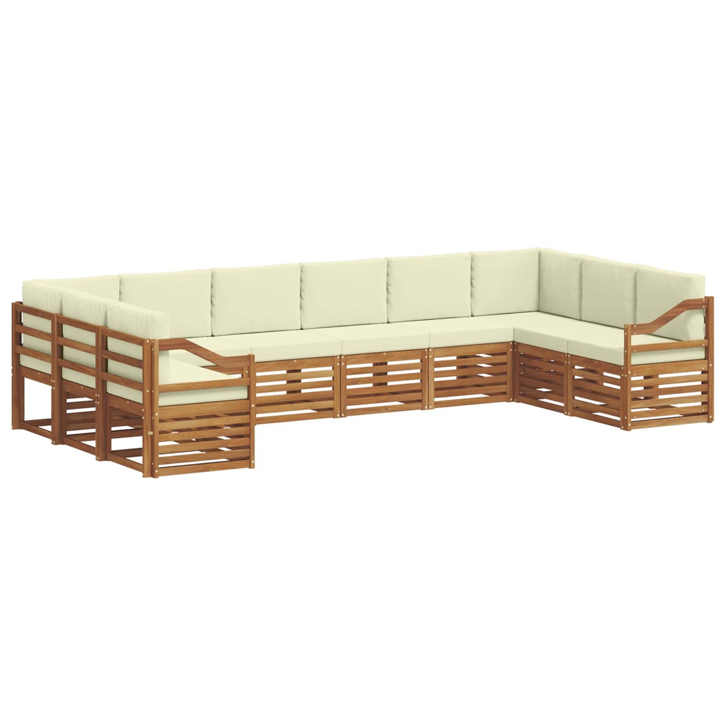 Set divani 10 pcs Naturale e Crema Legno di Acacia Massello