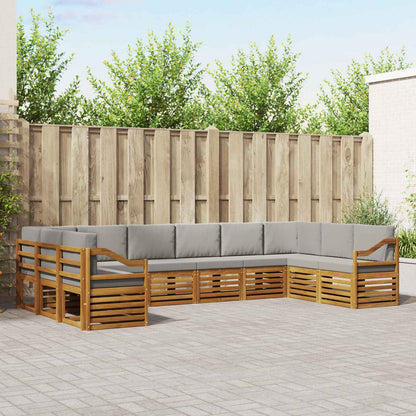 Set divani con cuscino 10 pcs Grigio Naturale e Chiaro