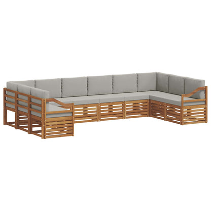 Set divani con cuscino 10 pcs Grigio Naturale e Chiaro