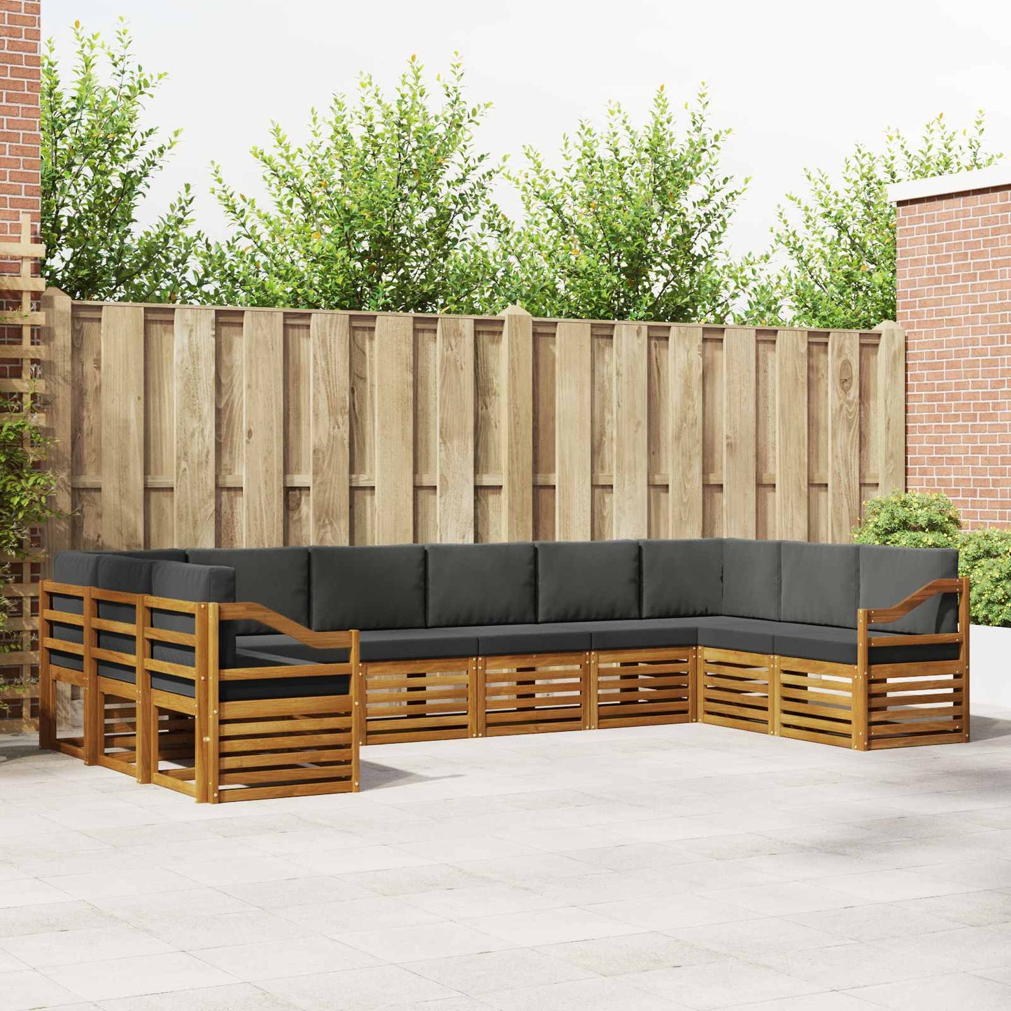 Set divani 10 pcs Naturale e Antracite Legno di Acacia Massello