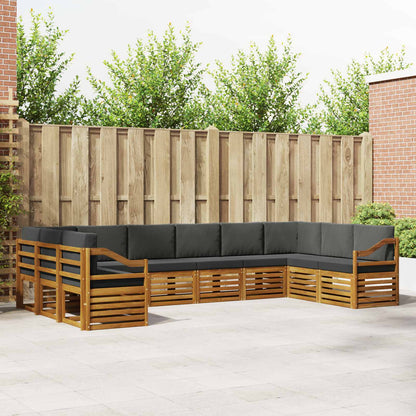 Set divani 10 pcs Naturale e Antracite Legno di Acacia Massello