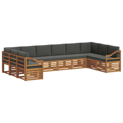 Set divani 10 pcs Naturale e Antracite Legno di Acacia Massello