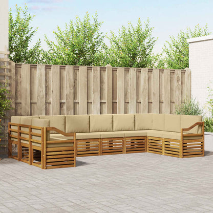 Set divani 10 pcs Naturale e Beige Legno di Acacia Massello