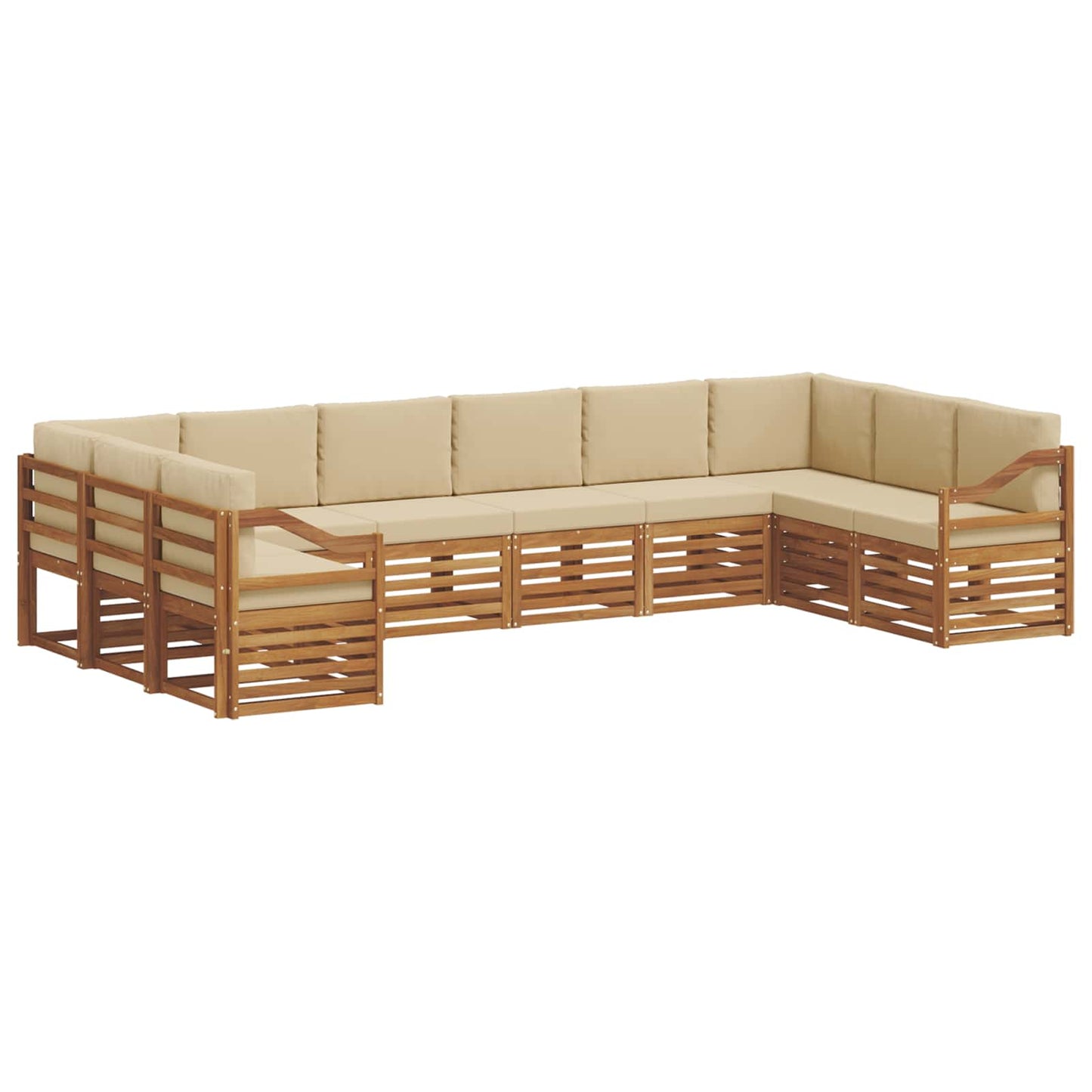 Set divani 10 pcs Naturale e Beige Legno di Acacia Massello