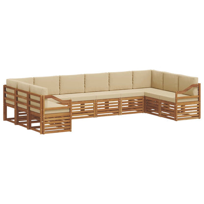 Set divani 10 pcs Naturale e Beige Legno di Acacia Massello