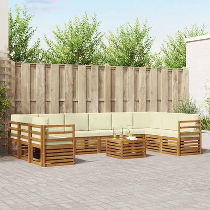 Set divani 11 pcs Naturale e Crema Legno di Acacia Massello