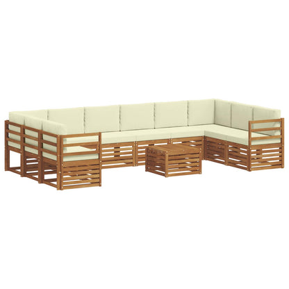 Set divani 11 pcs Naturale e Crema Legno di Acacia Massello