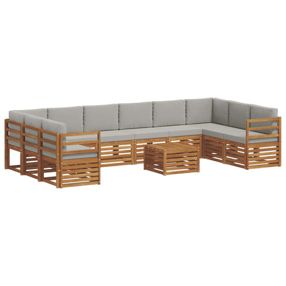 Set divani con cuscino 11 pcs Grigio Naturale e Chiaro