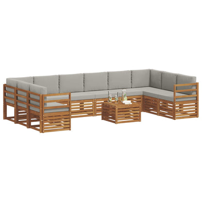 Set divani con cuscino 11 pcs Grigio Naturale e Chiaro