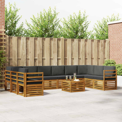Set divani 11 pcs Naturale e Antracite Legno di Acacia Massello