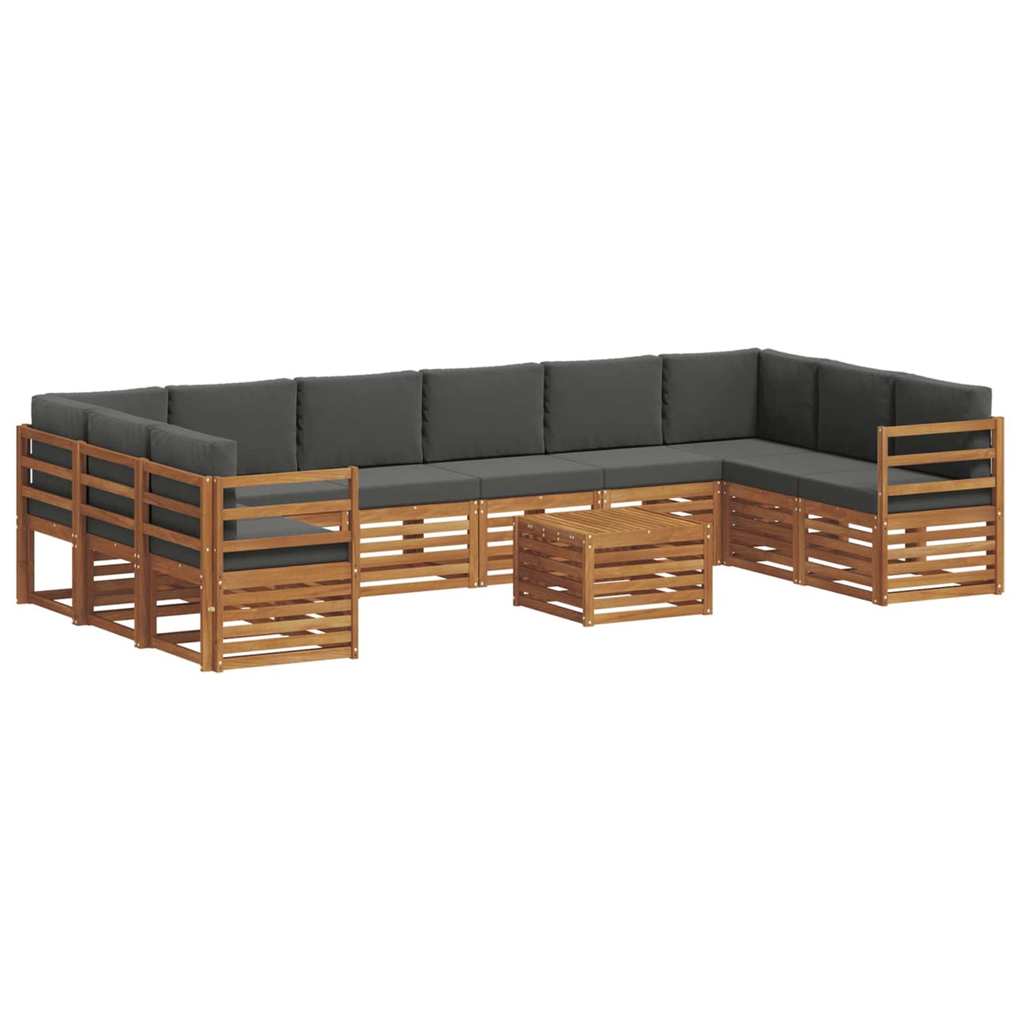 Set divani 11 pcs Naturale e Antracite Legno di Acacia Massello