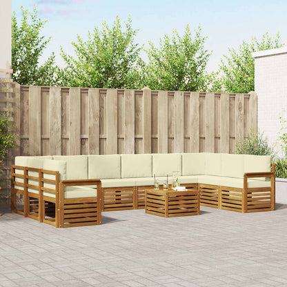 Set divani 11 pcs Naturale e Crema Legno di Acacia Massello