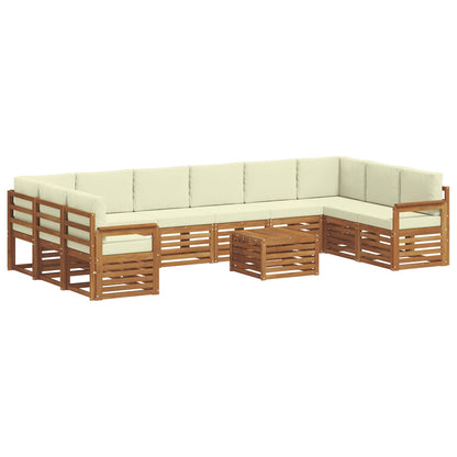 Set divani 11 pcs Naturale e Crema Legno di Acacia Massello