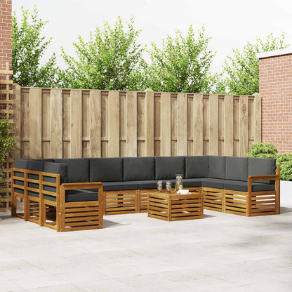 Set divani 11 pcs Naturale e Antracite Legno di Acacia Massello