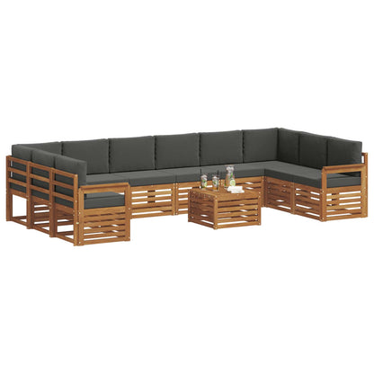 Set divani 11 pcs Naturale e Antracite Legno di Acacia Massello