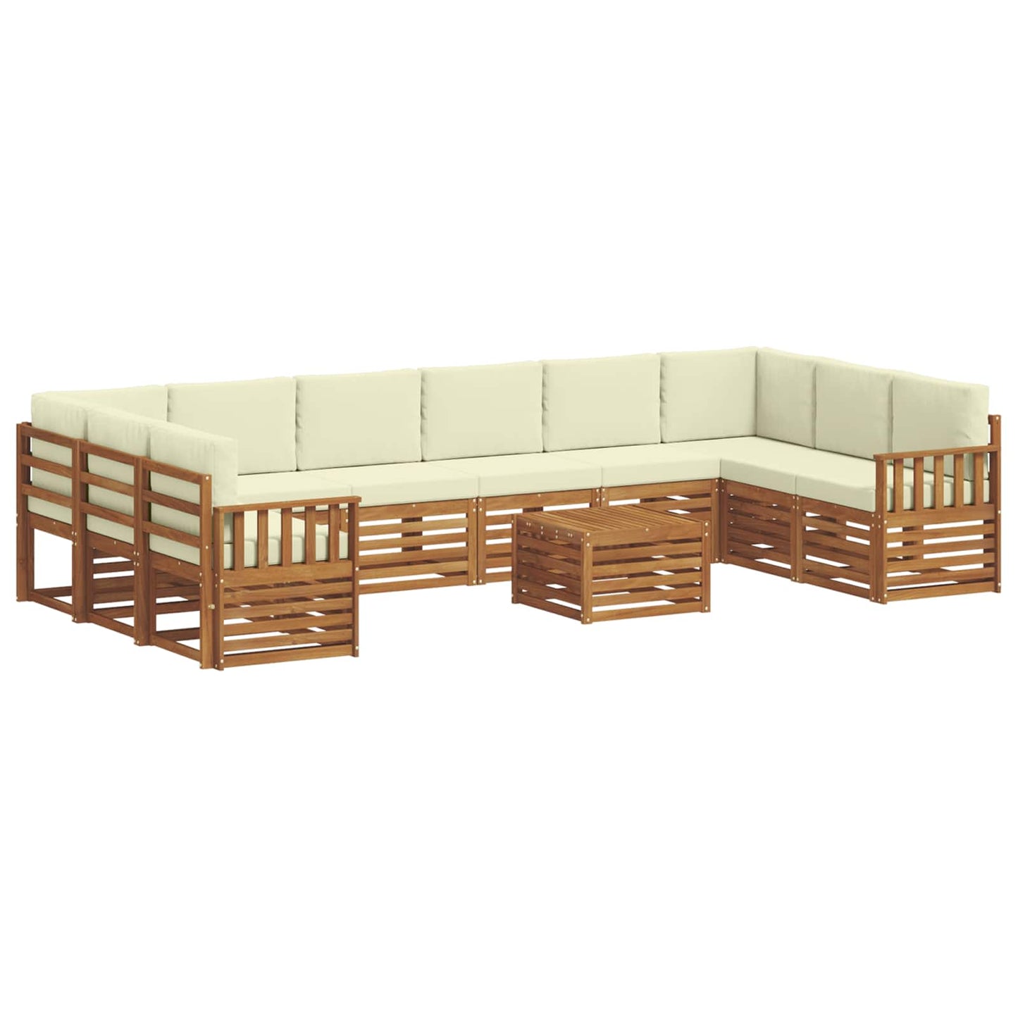 Set divani 11 pcs Naturale e Crema Legno di Acacia Massello