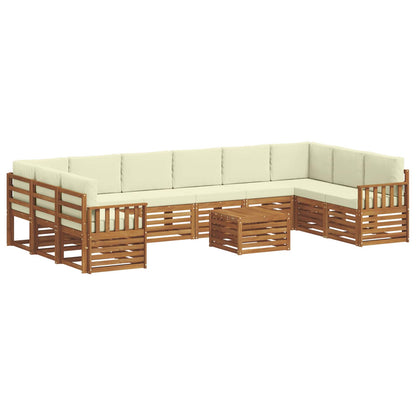 Set divani 11 pcs Naturale e Crema Legno di Acacia Massello
