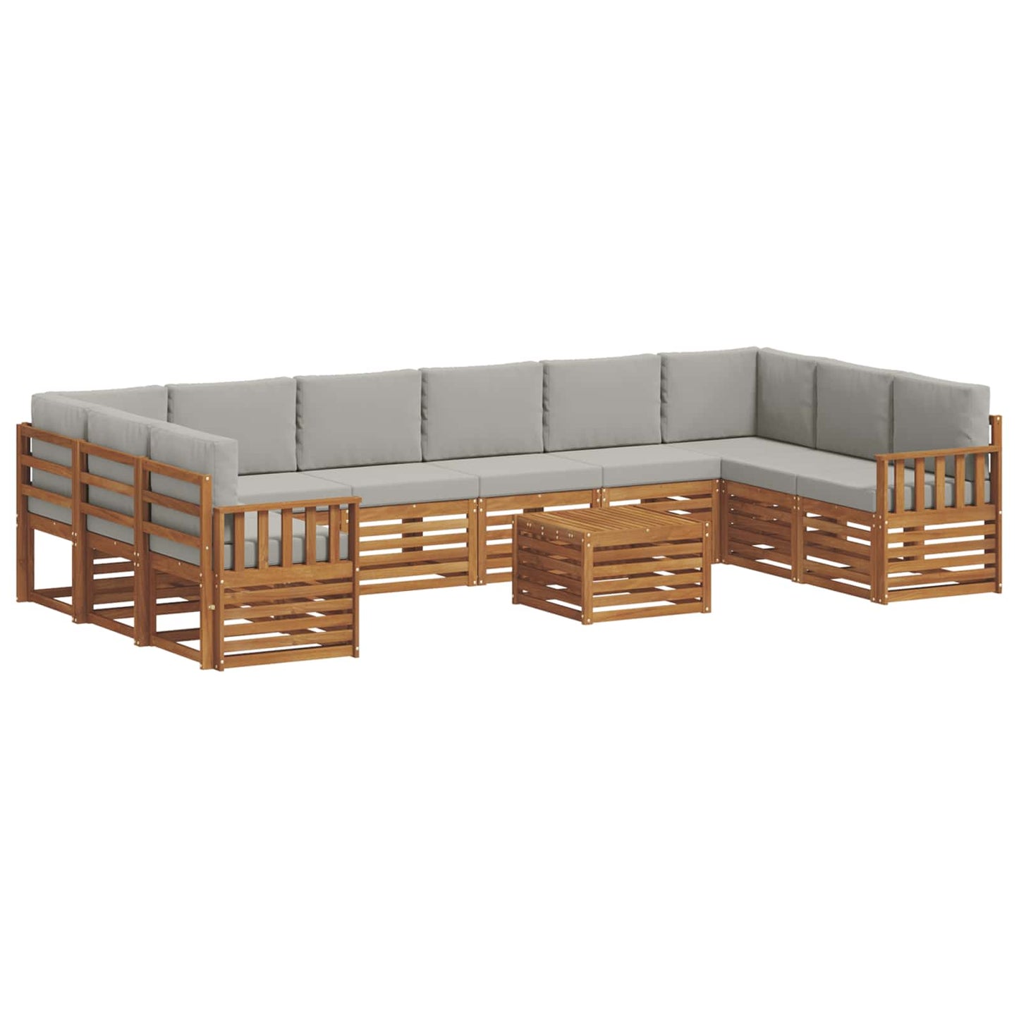 Set divani con cuscino 11 pcs Grigio Naturale e Chiaro
