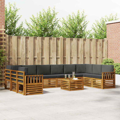 Set divani 11 pcs Naturale e Antracite Legno di Acacia Massello
