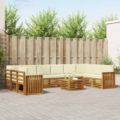 Set divani 11 pcs Naturale e Crema Legno di Acacia Massello