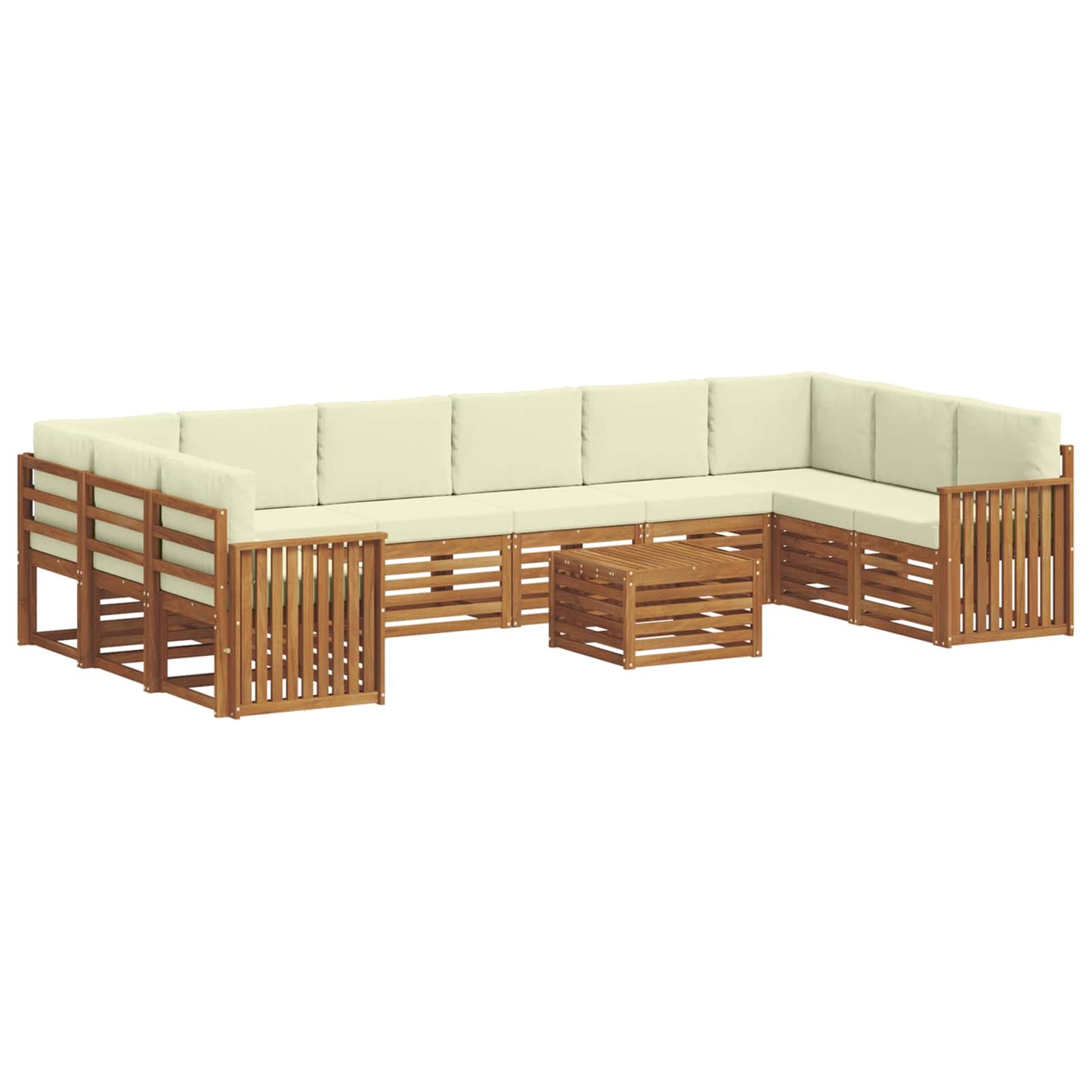 Set divani 11 pcs Naturale e Crema Legno di Acacia Massello
