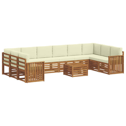 Set divani 11 pcs Naturale e Crema Legno di Acacia Massello