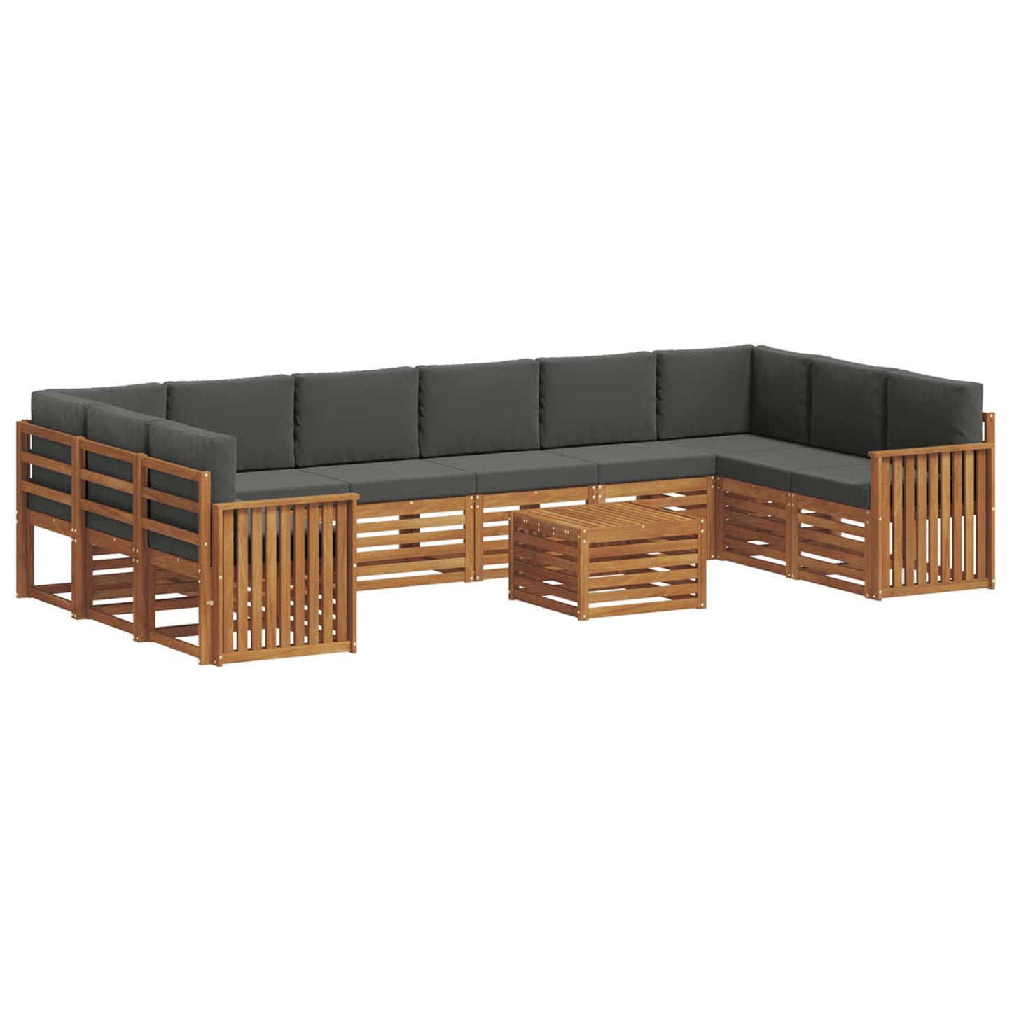 Set divani 11 pcs Naturale e Antracite Legno di Acacia Massello