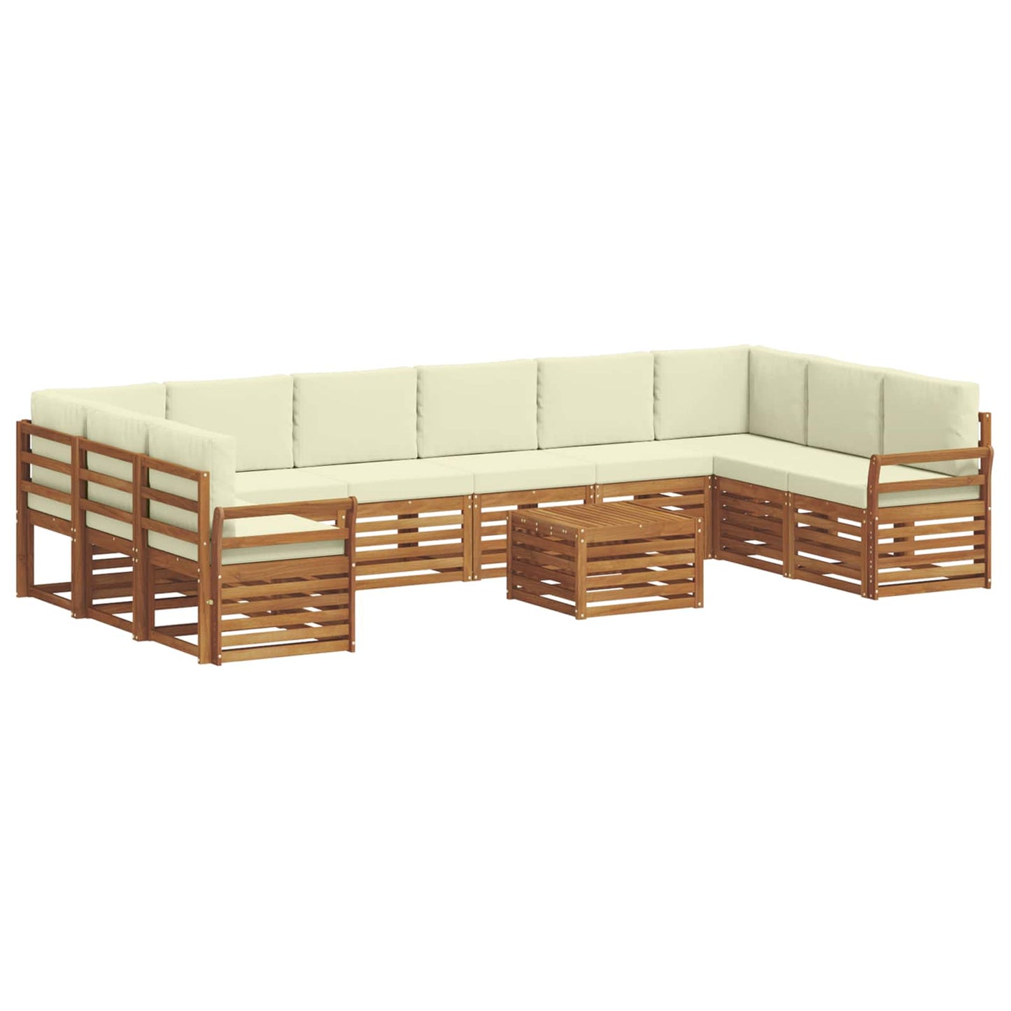 Set divani 11 pcs Naturale e Crema Legno di Acacia Massello
