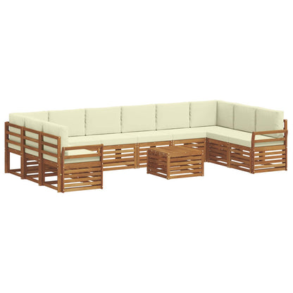 Set divani 11 pcs Naturale e Crema Legno di Acacia Massello