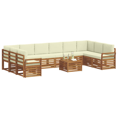 Set divani 11 pcs Naturale e Crema Legno di Acacia Massello