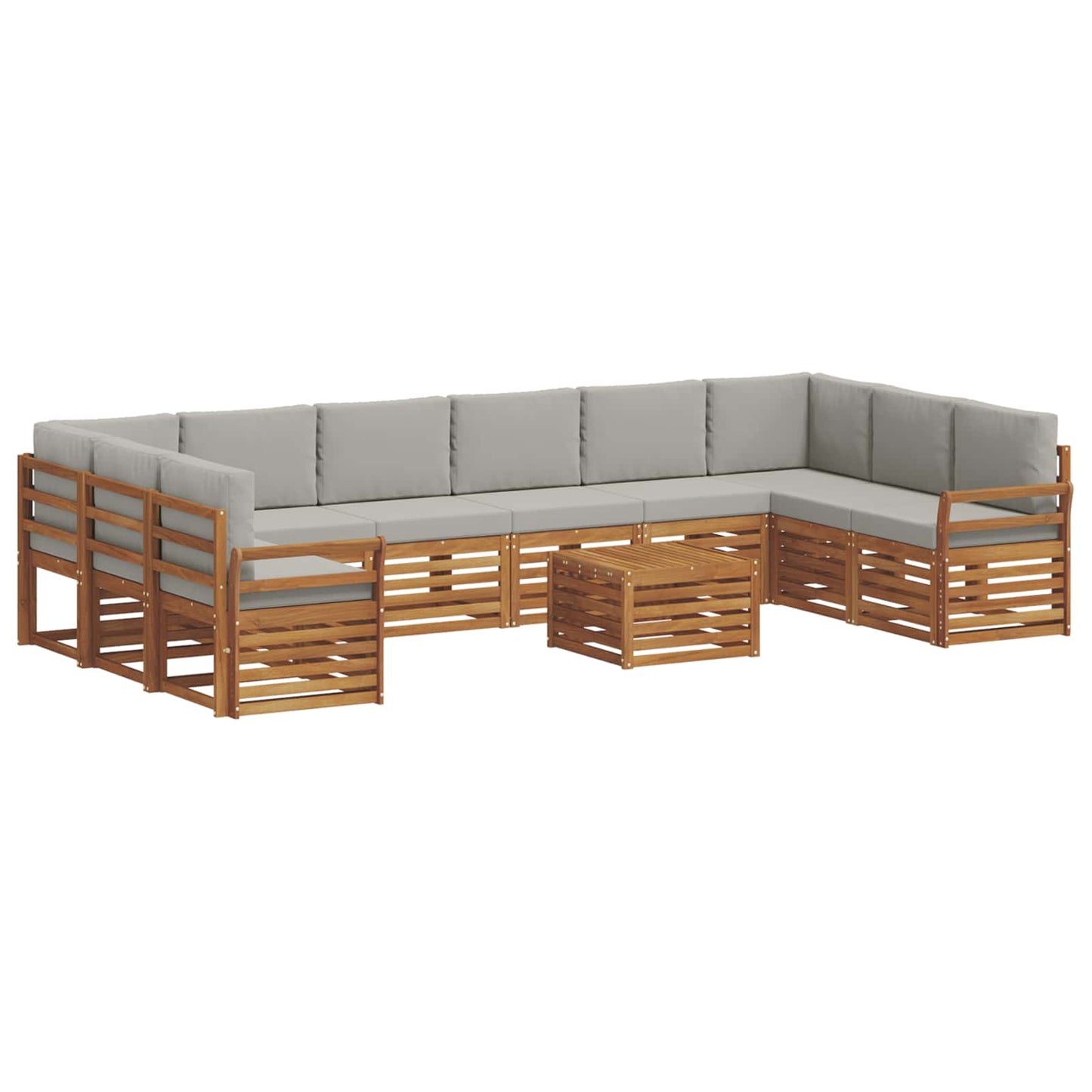Set divani con cuscino 11 pcs Grigio Naturale e Chiaro