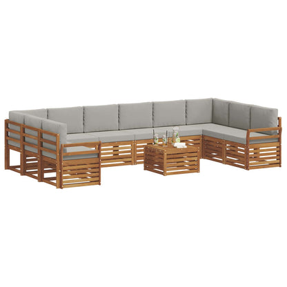 Set divani con cuscino 11 pcs Grigio Naturale e Chiaro