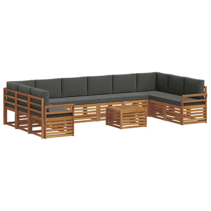 Set divani 11 pcs Naturale e Antracite Legno di Acacia Massello