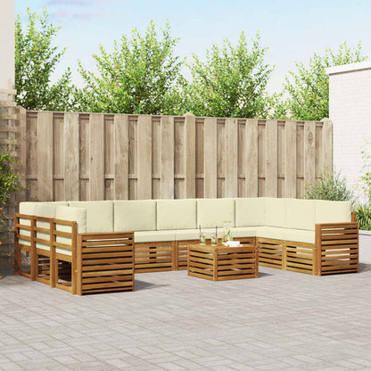 Set divani 11 pcs Naturale e Crema Legno di Acacia Massello