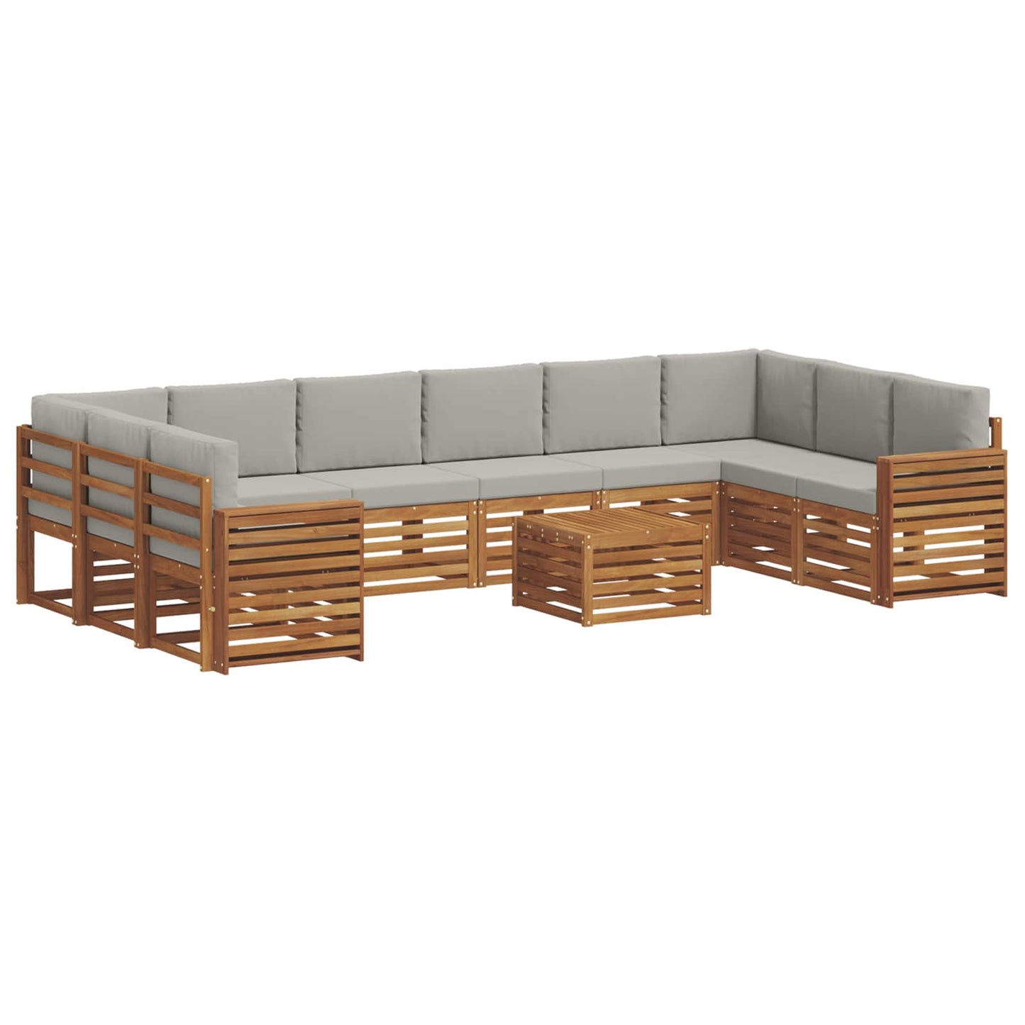 Set divani con cuscino 11 pcs Grigio Naturale e Chiaro