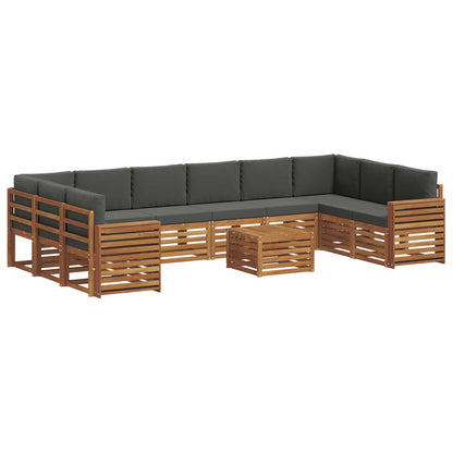 Set divani 11 pcs Naturale e Antracite Legno di Acacia Massello